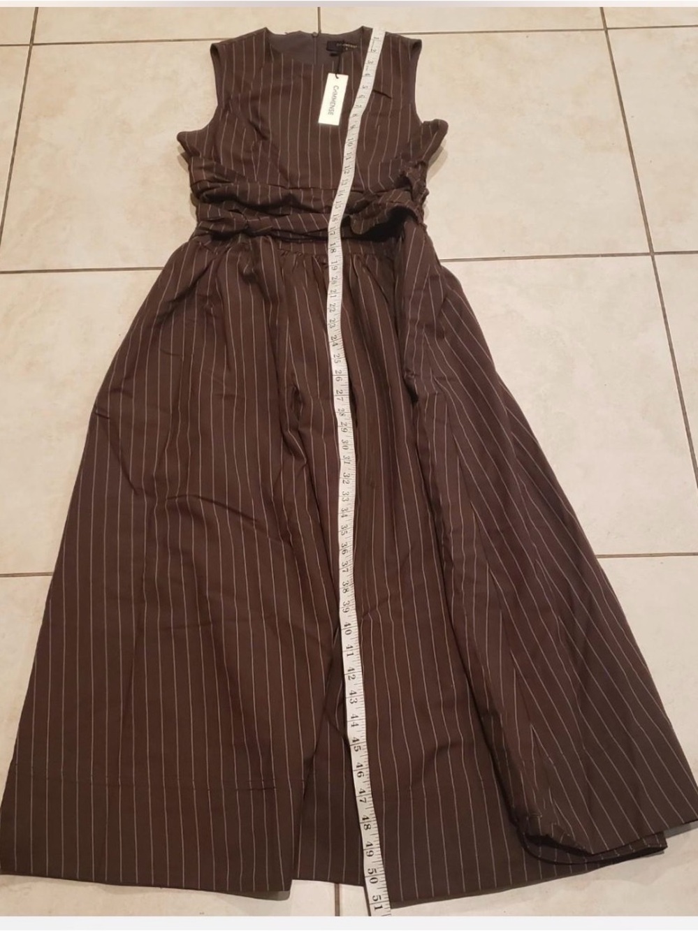 Commense Cotton Blend Striped Ruched Sleeveless Maxi Dress - Picture 6 of 7